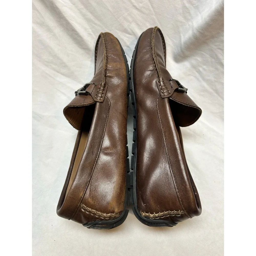 Bruno Magli Xander Mens Leather Driving Loafers Brown Horsebit Size 10